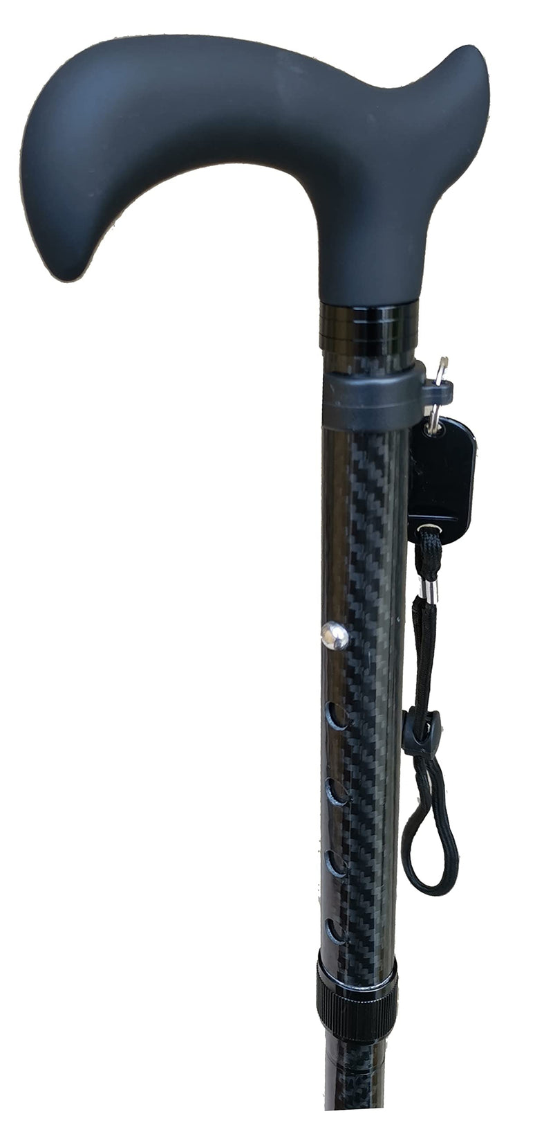 Deluxe Carbon Fibre 4-Part Folding Adjustable Walking Stick Cane for Men, Ladies and Women with Soft Grip Handle - 33.5” to 37.5” - BeesActive Australia