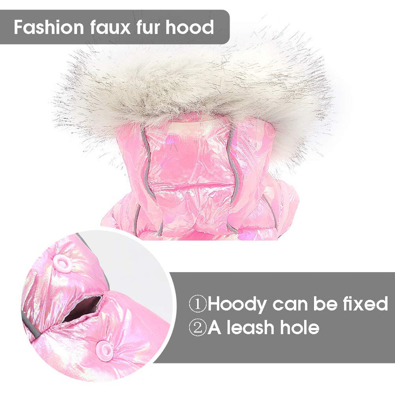 Beirui Waterproof Small Dog Coats for Winter - Warm Padded Pet Puppy Dog Snow Jacket - Cute Hoodie Clothes for Small Dogs Cat Puppies Chest:16.0”,Back:11.0”(Fit 7-11 lbs) Pink - BeesActive Australia