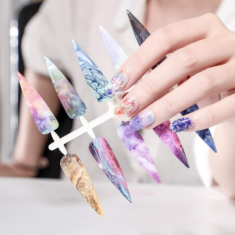 Marble Nail Art Foils Transfer Stickers Marble Stone Nail Foil Adhesive Decals 10 Rolls Foils Transfer Holographic Starry Sky Marble Designs Decal for Women Acrylic Nails Decoration Manicure Tips - BeesActive Australia