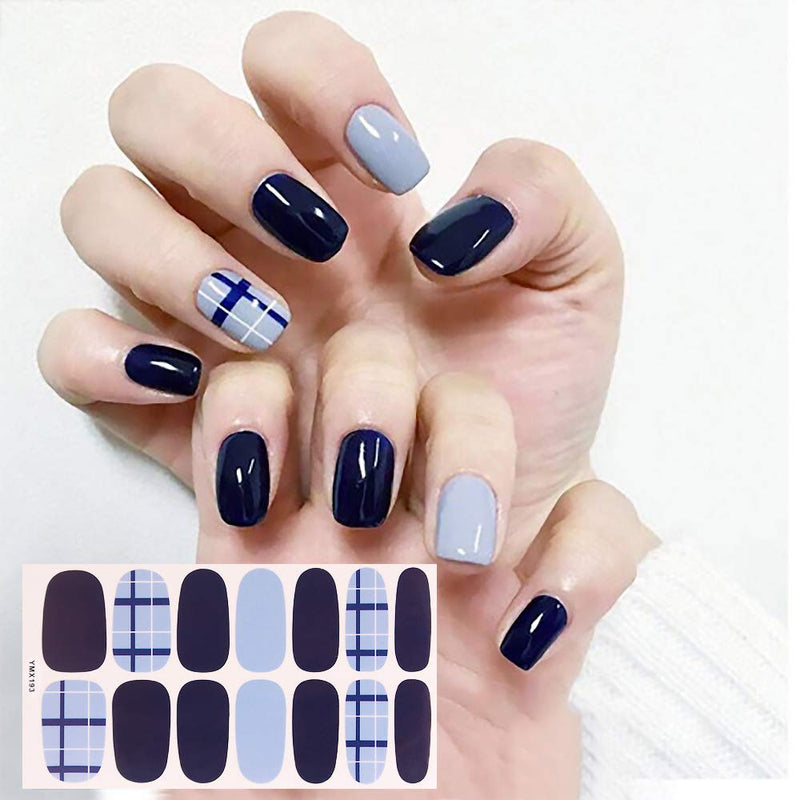 SILPECWEE 8 Sheets Self-Adhesive Nail Art Stickers Decals Tips and 1Pc Nail File Solid Color Design Nail Polish Wraps Strips Manicure Strips Set - BeesActive Australia