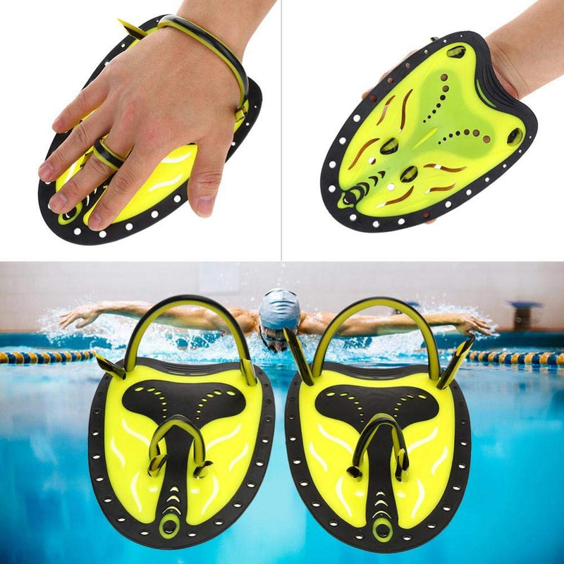 [AUSTRALIA] - SolUptanisu Hand Fins for Swimming Diving Paddles Adjustable Webbed Training Fin Scuba Equipment,1 Pair L-Yellow 