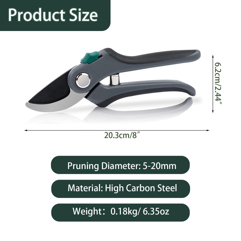 Veectgoo 8" Bypass Pruning Shears Gardening Pruners Heavy Duty Secateurs Clippers Handheld Garden Tools for Rose Flower Plants Trimming, 1 Inch Cut - BeesActive Australia