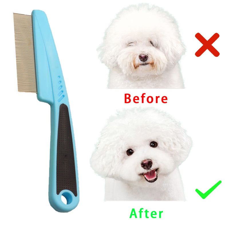 2 Pcs Flea Comb,Dog Comb Cat Comb Dog Hair Comb Pet Combs Pet Grooming Comb Flea Lice Comb Cat Grooming Supplies for Dog/Cat/Small Pets (Blue and Green) - BeesActive Australia