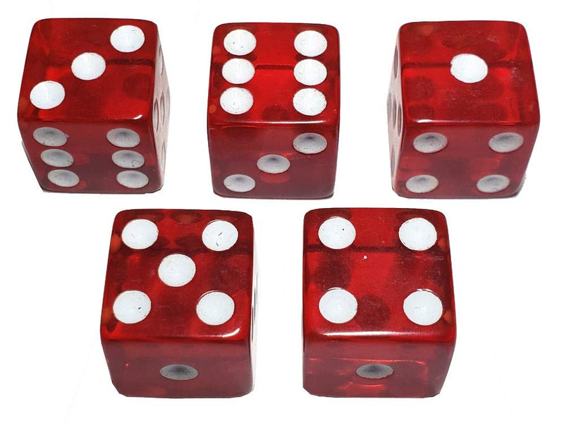 Set of 16mm Transparent Squared Corners Dice and Black PU Leather Dice Cup Plush Felt Lined - Gift Boxed Red, Red Lining Cup - BeesActive Australia