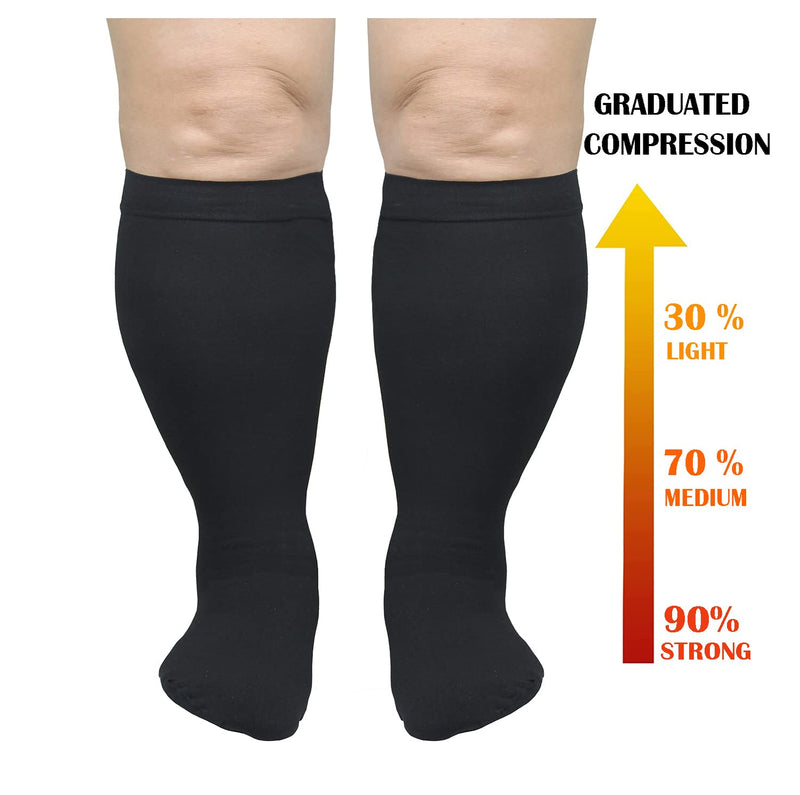 Compression Socks for Men and Women 20-30 mmHg Nursing Athletic Travel Flight Socks Shin Splints Knee High - Black L - BeesActive Australia