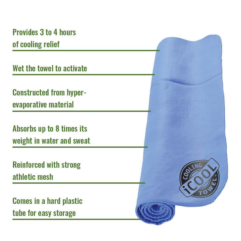 FROGG TOGGS iCOOL PVA Cooling Towel 26" x 17" Sky Blue - BeesActive Australia