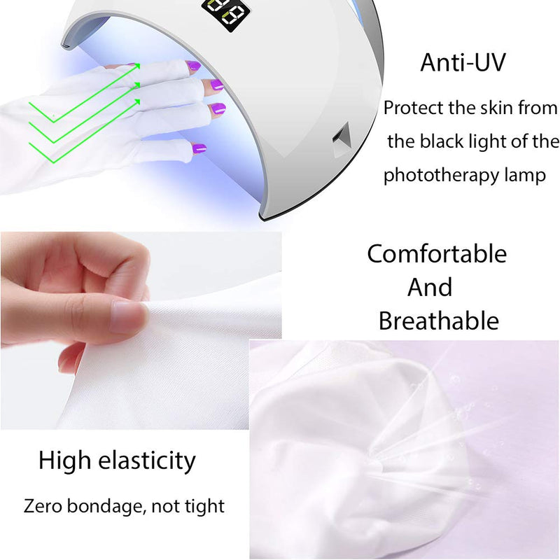 4 Pairs UV Shield Glove Manicures Anti Block UV Ray Fingerless Glove Protect Hands from UV Light or Lamp（White，Black, Purple, Pink） - BeesActive Australia