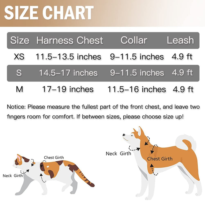 PUPTECK Adjustable Pet Harness Collar and Leash Set for Small Dogs Puppy and Cats Outdoor Training and Running, Soft Mesh Padded Reflective Vest Harness S: Chest girth: 14.5-17in Collar: 9-11.5in Beige - BeesActive Australia