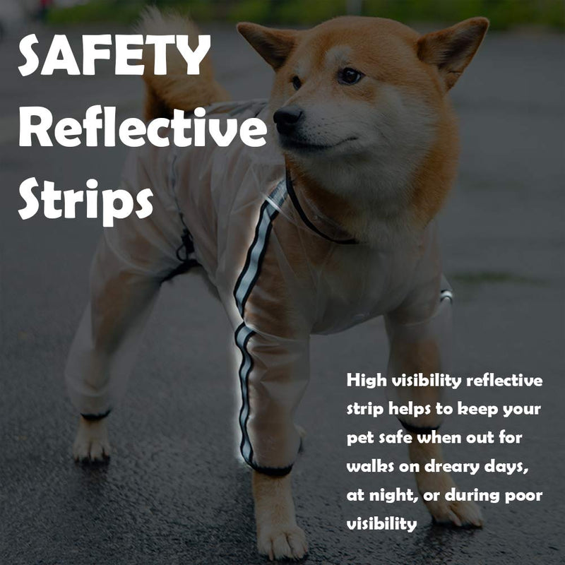 PTESYARDS Dog Raincoats Waterproof Dog Hooded Rain Jacket Poncho with Reflective Strip, Transparent Adjustable Pet Slicker with Harness Hole Small - BeesActive Australia