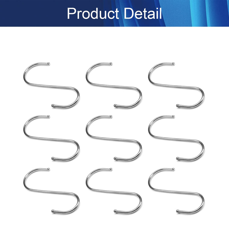 Juvielich 5" Wall Mounted S Shaped Hook Hangers for Towel Bag Key Kitchen Utensils, Thickness 4mm / 0.16" Silver Colored, 8 Pcs - BeesActive Australia