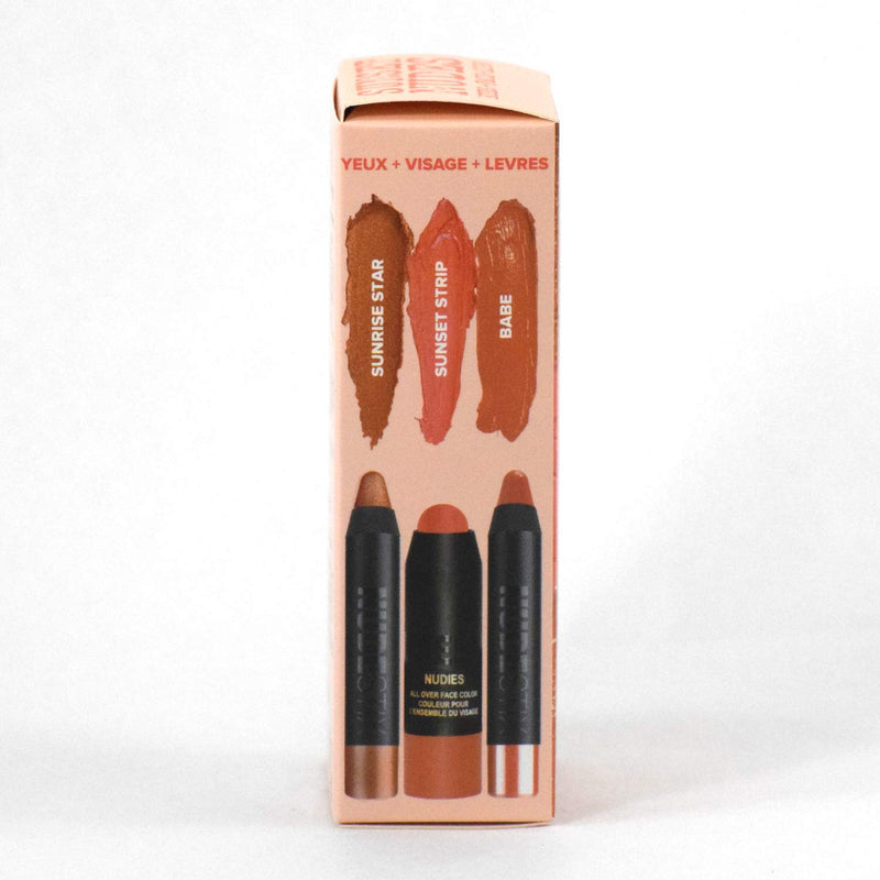 Nudestix Sunset Nudes Mini Kit - 3-Piece Beauty Makeup Set:: Nudies Matte Blush and Bronze, Magnetic Luminous Eye Color, Gel Color Lip Tint + Cheek Balm - BeesActive Australia