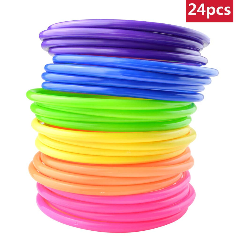 [AUSTRALIA] - Topbuti 24 Pcs Multicolor Plastic Toss Rings Kids Ring Toss Game Carnival Rings for Speed and Agility Practice Games, Garden Backyard Outdoor Games, Bridal Shower Game, Game Booth 