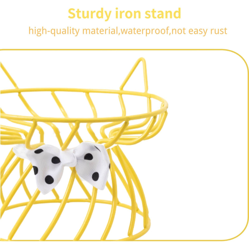 Ceramic Cat Food Bowls with Stand,Tilted Elevated Cat Bowl, Pet Food Bowl for Flat Faced Cats, Protect Pet's Spine, Dishwasher Safe… Yellow - BeesActive Australia