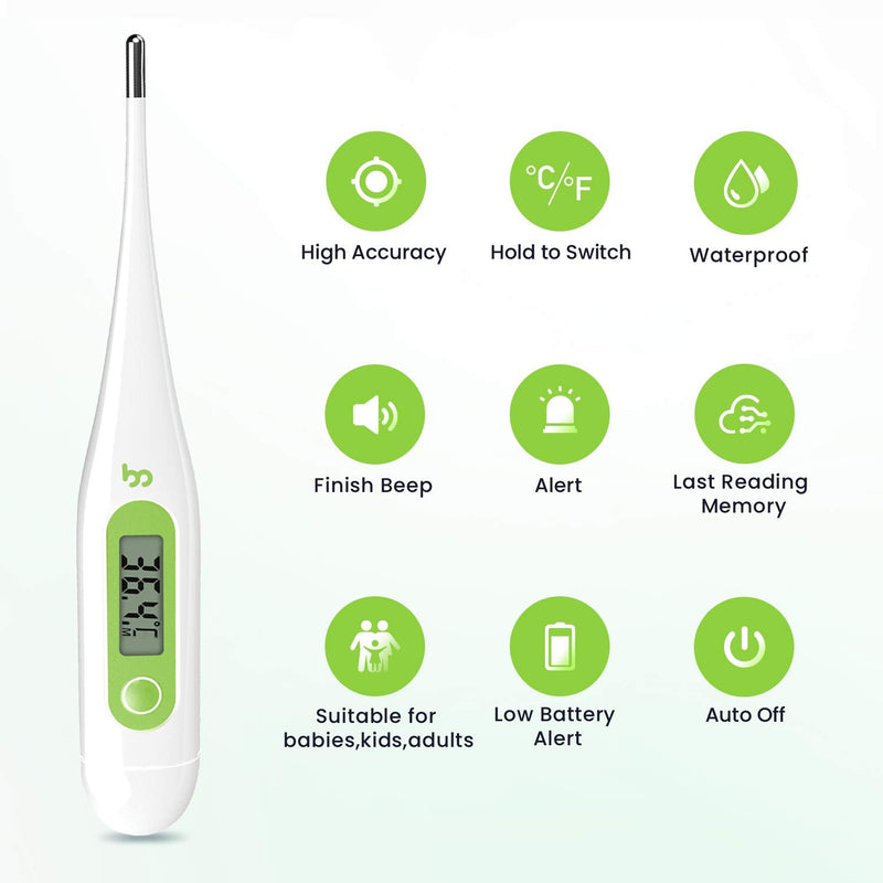 Femometer Digital Thermometers, Oral Thermometer Adults Kids Babies, Accurate Switchable Body Temperature Thermometer, Green - BeesActive Australia