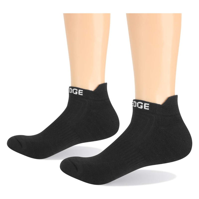 [AUSTRALIA] - YUEDGE Men's Cushion Cotton Ankle Athletic Socks Comfort Breathable Low Cut Sports Running Socks(5 Pairs/Pack) Black Large 