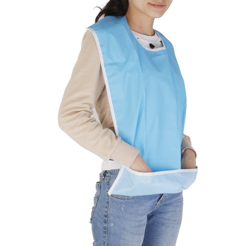 NUOLUX Bib for Elderly Waterproof Mealtime Bib Protector Aid Apron (Light Blue) 65x45 cm (Pack of 1) Sky-blue - BeesActive Australia
