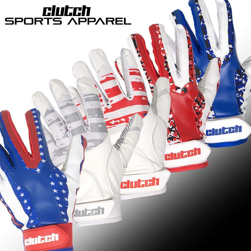 Clutch Sports Apparel Baseball and Softball Batting Gloves Whiteout American Flag Small - BeesActive Australia