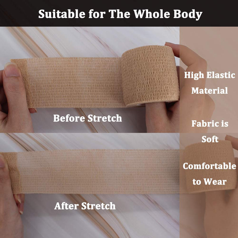 24 Pack Breathable Self Adherent Wrap, Athletic Elastic Non Woven Cohesive Bandage – for Sports, First Aid Medical, Wrist, Ankle Sprains, Swelling and Vet Wrap 2 Inch 5 Yards (Rainbow Color). Rainbow - BeesActive Australia