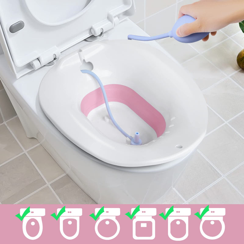 Foldable Sitz Bath for Toilet Seat with Flusher, Sitz Basin for Hemorrhoids,Postpartum Care, Perineum Treatment, Cleansing & Detox,Yoni Steam Seat Fits Standard Toilets,Vaginal/Anal Soaking Steam Kit Sitz Bath With Flusher - BeesActive Australia