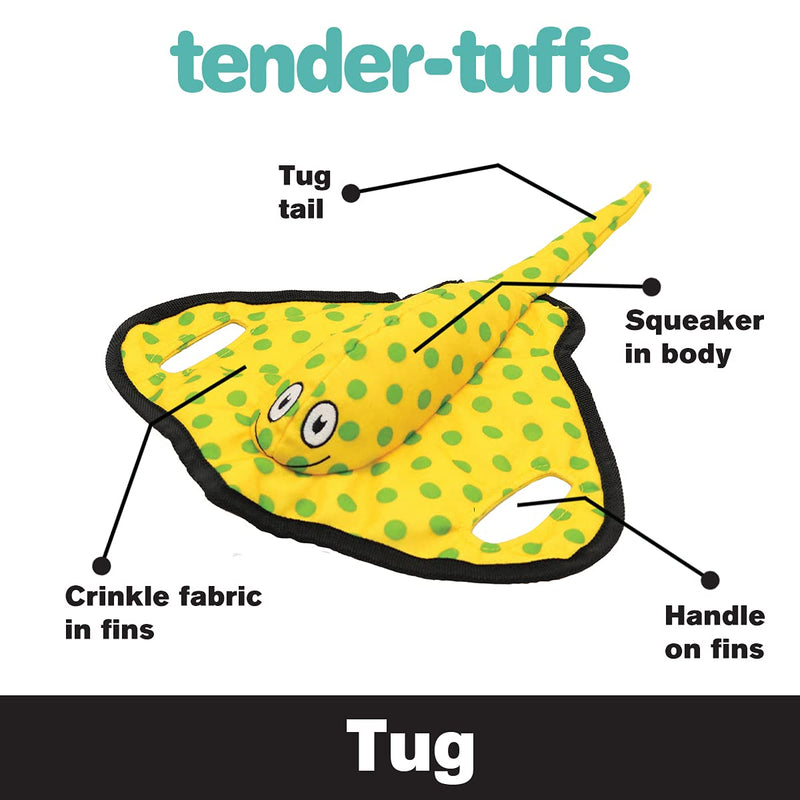 Snuggle Puppy Tender-Tuffs - Yellow Stingray Tug of War Plush Dog Toy - Great for Play and Interaction with Puncture Resistant Squeaker - BeesActive Australia