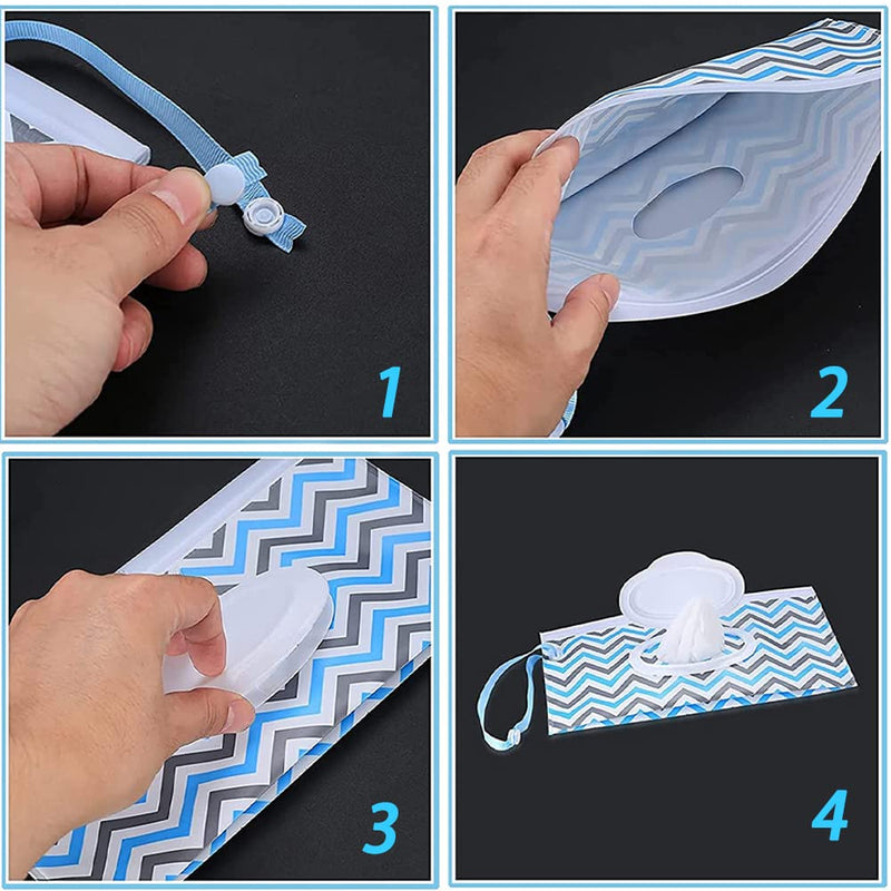 DFsucces 4 PCS Portable Baby Wet Wipes Pouches Travel Wipes Case Reusable Refillable Fold Extraction Sealing Wet Wipes Bag - BeesActive Australia