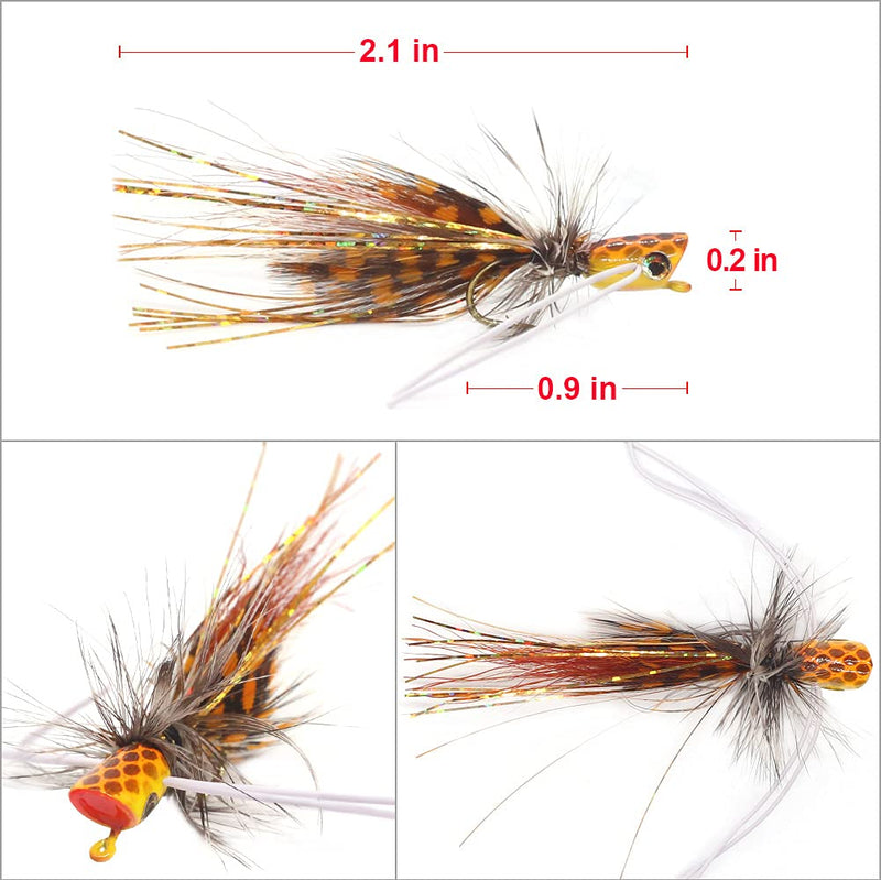 Popper-Flies-for-Fly-Fishing-Topwater-Panfish-Bluegill-Bass-Poppers Flies Bugs Lures SP2#-Panfish Poppers Flies-2pc - BeesActive Australia