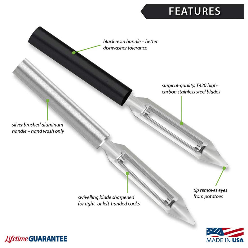 Rada Cutlery Vegetable Peeler Blade Stainless Steel Resin, Made in the USA, 7-1/4 Inches, Black Handle 1 - BeesActive Australia