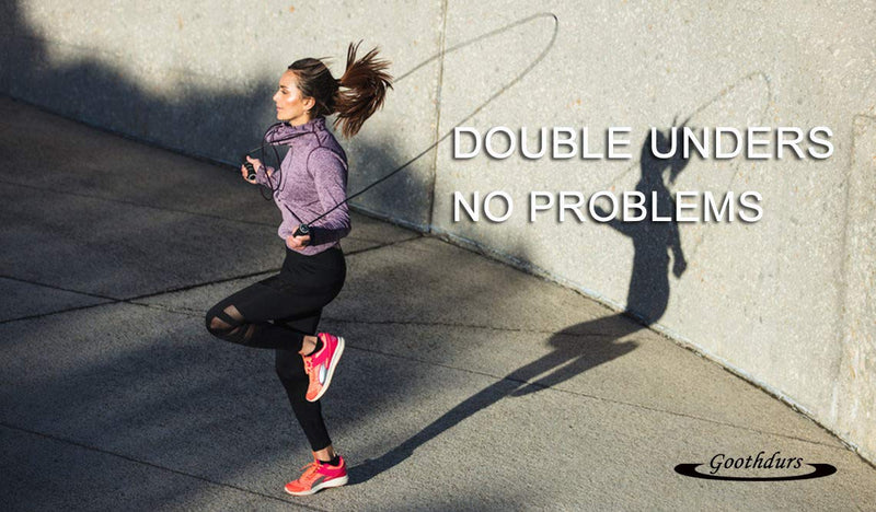 Goothdurs Speed Jump Rope Tangle-Free with Ball Bearing - Adjustable & Self-Locking Aluminum Skipping Ropes with Carrying Pouch Ideal for Crossfit Training, Boxing, and MMA Workouts A1.1-Black 10 ft(for Height>5'9") - BeesActive Australia