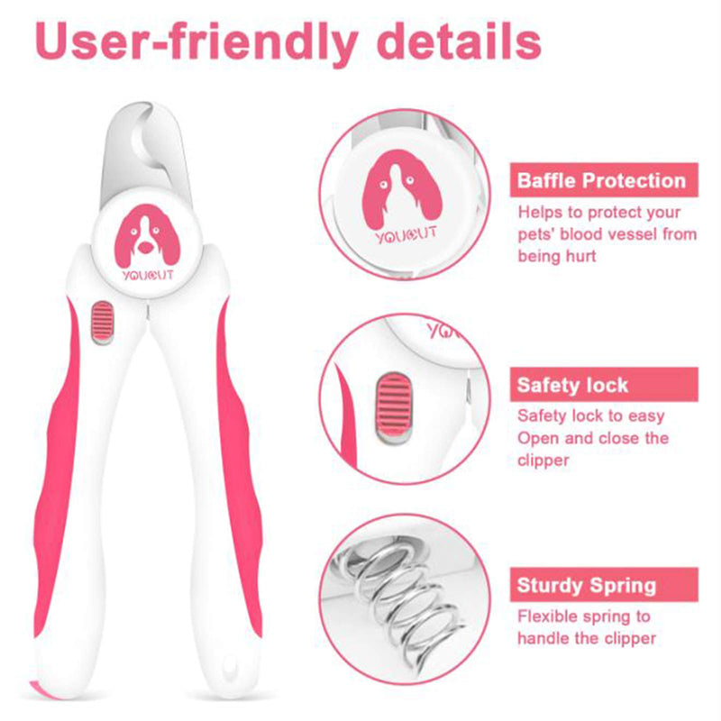 YouCut Dog Nail Clippers and Trimmers,Professional Grooming Tool with Safety Guard to Avoid Over Cutting,Free Nail File,Razor Sharp Blade,Sturdy Non Slip Handles for Large and Small Animals (Pink) Pink - BeesActive Australia