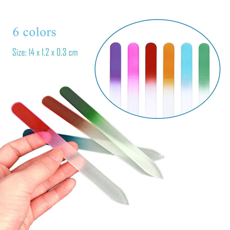 6 Pcs Random Colors Glass Nail Files Nail Art Design Nail Sanding Shaper Manicure Kit Crystal Filing Tool Set 4 Sheets Nail Art Stickers (LIFE013i) LIFE013i - BeesActive Australia