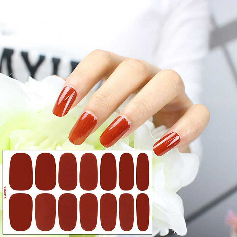 SILPECWEE 6 Sheets Adhesive Nail Art Polish Stickers Set and 1Pc Nail File Solid Color Design Nail Wraps Decals Strips Manicure Tips - BeesActive Australia