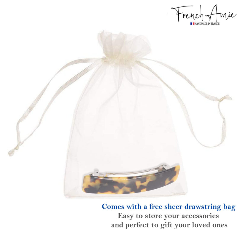 French Amie Oblong Handmade 3.5" Celluloid No Slip Hair Clip Barrette for Women, Made in France (Tokyo Shell) Tokyo Shell - BeesActive Australia