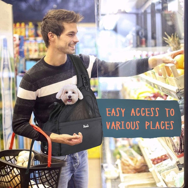 Lukovee Pet Dog Sling Carrier, Hard Bottom Support and Hands Free Papoose Puppy Travel Bag Tote , Breathable Mesh Adjustable Padded Strap Pocket Safety Belt Machine Washable With hard plate bottom support For Pets Up to 6 lbs - BeesActive Australia
