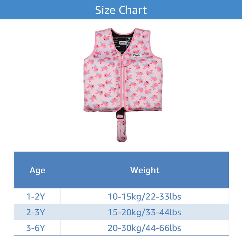 Boglia Kids Swim Vest, Floaties for Toddlers, Kid swimjacket Floation Swimsuit Swimwear with Adjustable Safety Strap for Unisex Children S(Age Recommend 1-3 Years) Whale Pink - BeesActive Australia