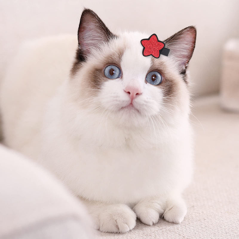 PetsHome Dog Hair Clips 5 Pcs Cat Dog Hair Bows Pet Hair Barrettes Crown Hair Pins Handmade Cute Patterns Dog Grooming Hair Accessories for Pet Cat Dog Red - BeesActive Australia