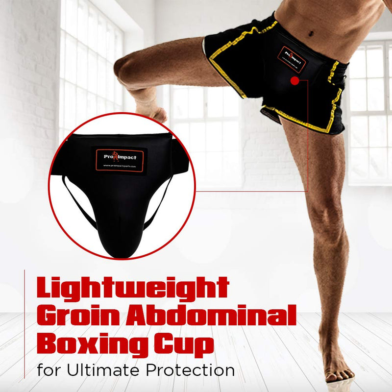 [AUSTRALIA] - Pro Impact Boxing MMA Training Muay Thai Groin Abdominal Protector - Comfortable Ultimate Protection for Contact Sports - Perfect for Gym & Workout Use Black Large 