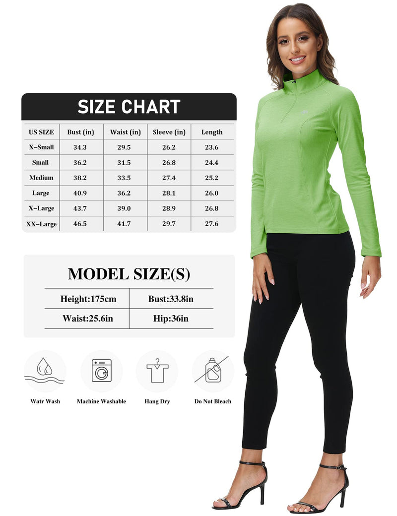 MoFiz Women's UPF 50+ Sun Protection Long Sleeve Slim fit Golf Tennis Running Shirt Quarter Zip Grass Green Small - BeesActive Australia