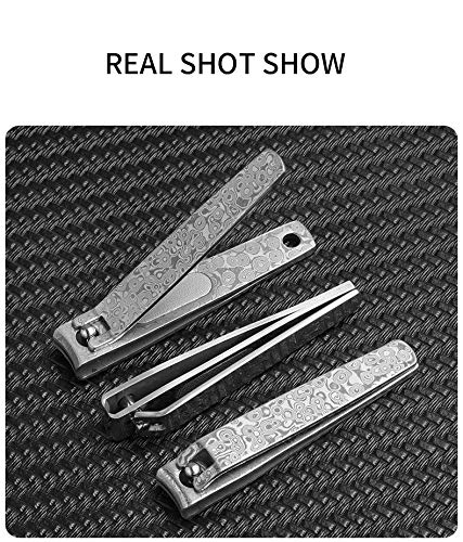 XJ Damascus Stainless Steel Deluxe Nail Clip, Sharp Cutting Edges for Thick Nails，Fingernail Clippers Nail, High hardness Nail Cutter,Sturdy Toenail Clippers, Nail Trimmer for Men and Women - BeesActive Australia