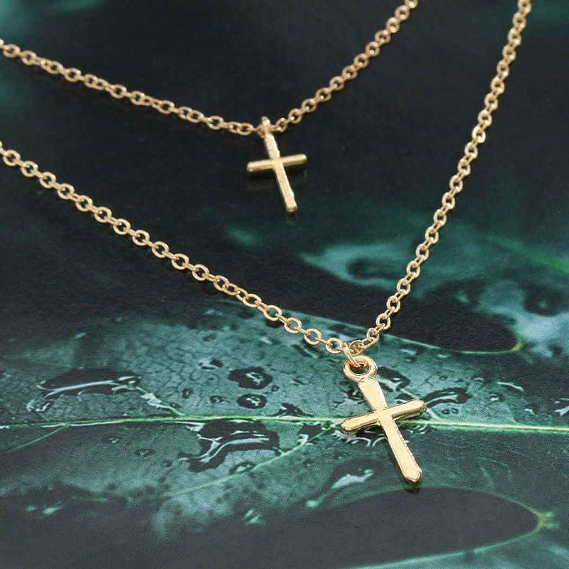 Yalice Layered Necklace Chain Cross Necklaces Jewelry for Women and Girls Gold - BeesActive Australia