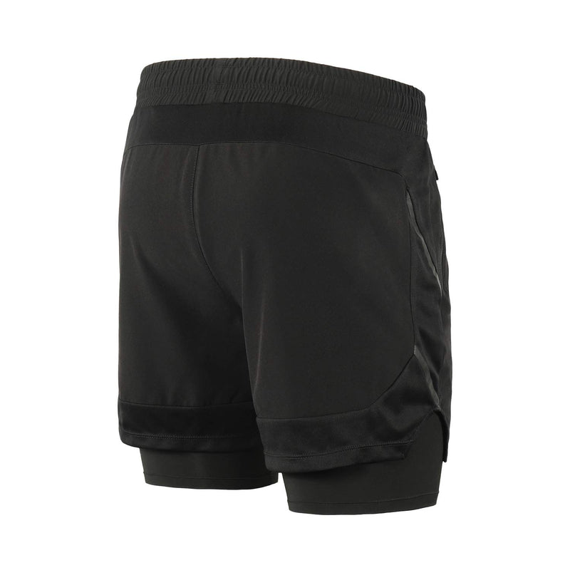 [AUSTRALIA] - ARSUXEO Men's 2 in 1 Active Running Shorts with 2 Zipper Pockets B191 Black X-Large 