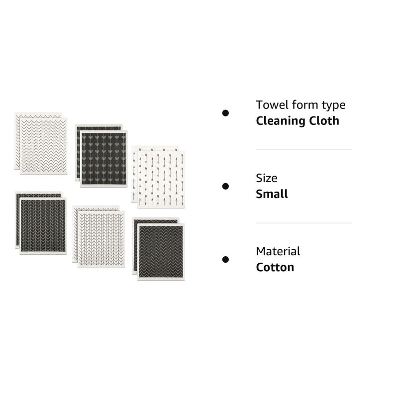 Boao 12 Pack Swedish Kitchen Dishcloths Absorbent Cellulose Sponge Cloth Reusable Cleaning Cloths No Odor Dish Towels for Kitchen, 6 Styles - BeesActive Australia
