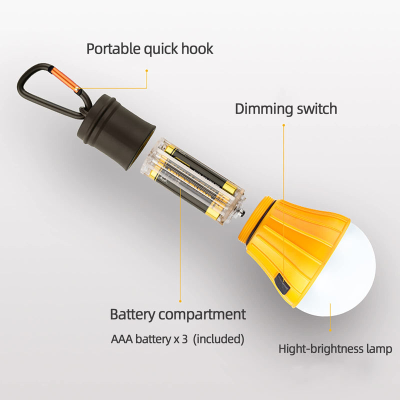AceCamp 2-Pack Tent Lamp White Light with Carabiner Clip Hook, Camping Lantern Hanging, Battery Powered Led 105 lumens (Orange) Orange - BeesActive Australia