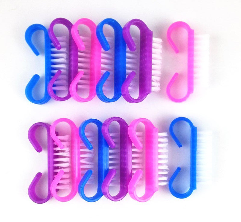yueton 12pcs Colorful Nail Art Dust Clean Brush, Manicure Tool Nail Handle Brushes with Poly Bristles - BeesActive Australia