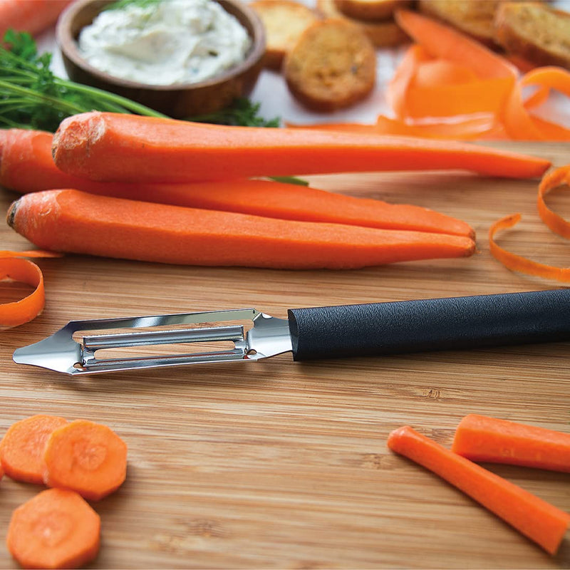 Rada Cutlery Deluxe Vegetable Peeler Blade Stainless Steel Resin Made in the USA, 8-3/8 Inches, Black Handle - BeesActive Australia