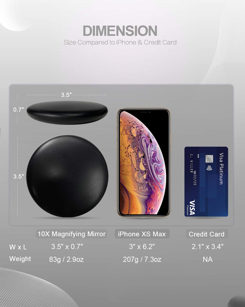 OMIRO LED Lighted Compact Mirror, 3½" Mini 1X/10X Magnification Daylight Travel Makeup Mirror for Purses (Black) Black - BeesActive Australia