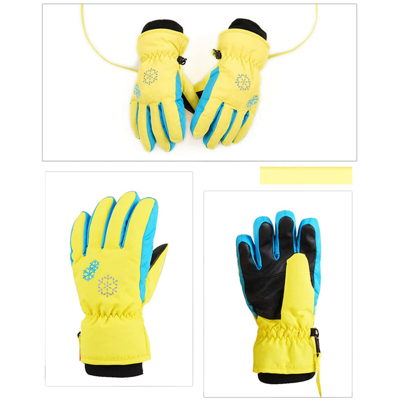 AMYIPO Kids Winter Snow Ski Gloves Children Snowboard Gloves for Boys Girls Yellow 4-5 Years - BeesActive Australia