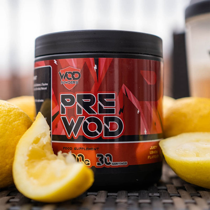 PRE WOD Pre Workout Supplement by WOD Powders - Elite Level Pre Workout Supplement Made in The UK for Functional Fitness (Juicy Lemon) Juicy Lemon - BeesActive Australia