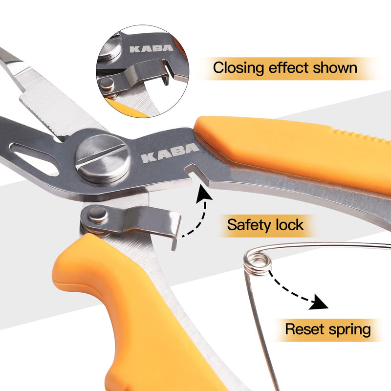 Kaba Fishing Pliers Saltwater, 5 inch Stainless Steel Split Ring Pliers, Portable Fish Control Pliers, Fishing Scissors Line Cutters Hook Removers Crimping Tool - BeesActive Australia