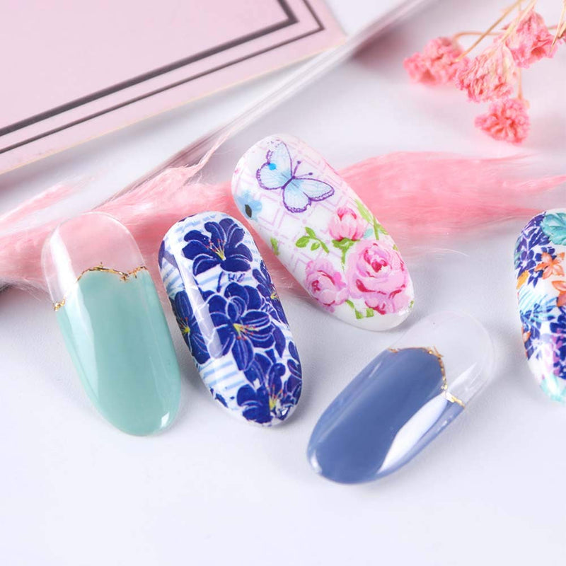 Lookathot 10Sheets Retro Small Floral Flower Rose Pattern Sky Stars Nail Art Stickers Symphony Foil Paper Printing Transfer Acrylic Decals DIY Decoration Tools - BeesActive Australia