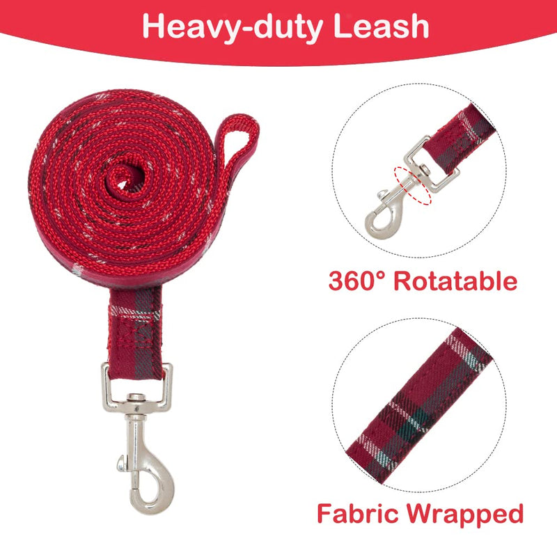 PUPTECK Soft Mesh Small Dog Harness with Leash - Basic Plaid Padded Step-in Chest Vest for Kitties, Puppy, Small Pets Medium(Chest:16"-20") Red - BeesActive Australia
